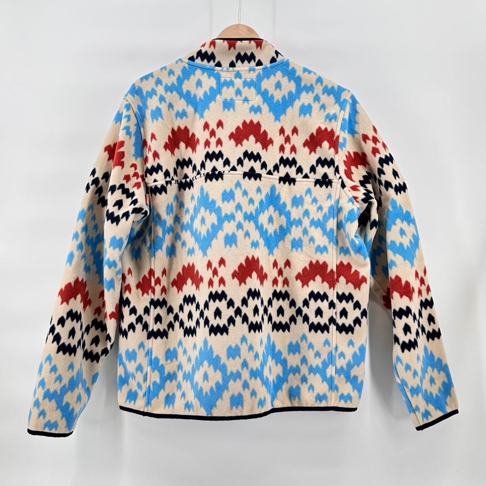Lands' End Mens Large‎ Fleece Pullover Aztec Print Snaps Mock Neck L Sweater - Picture 3 of 12
